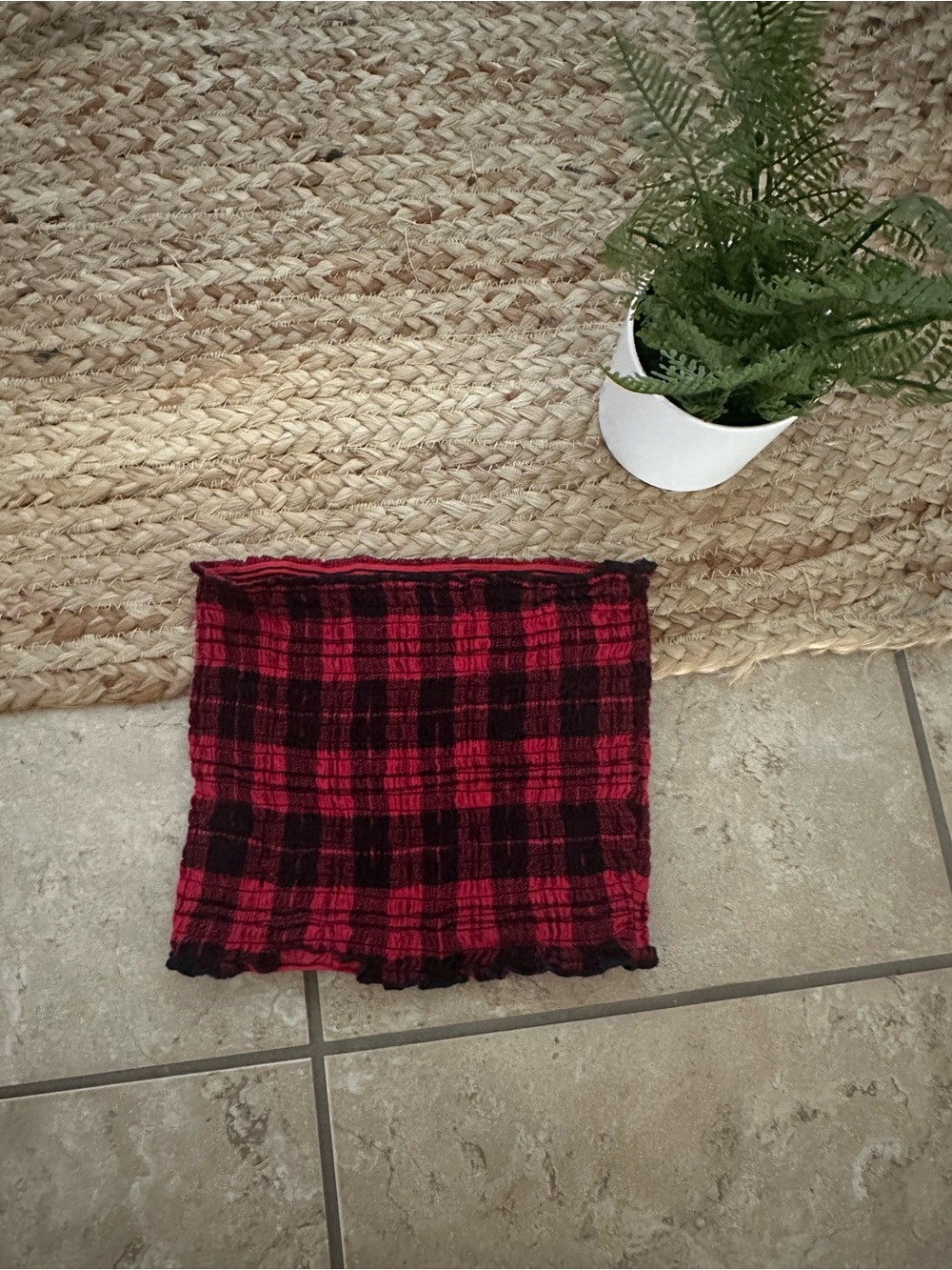 PLAID SMOCKED TUBE TOP